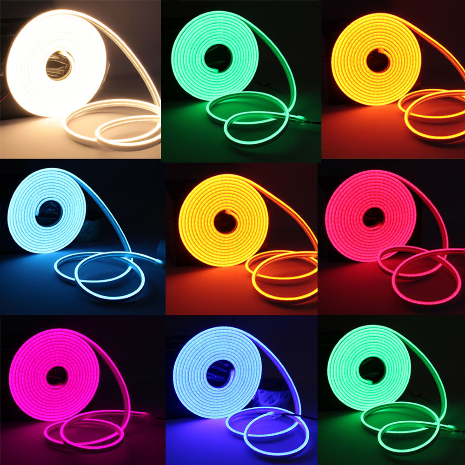 CINTA NEON 10 WATTS 5 METROS LUZ CALIDA, BLANCA, AZUL, ROJO, VERDE, AMARILLO, FUCSIA, ROSADO Y NARANJA