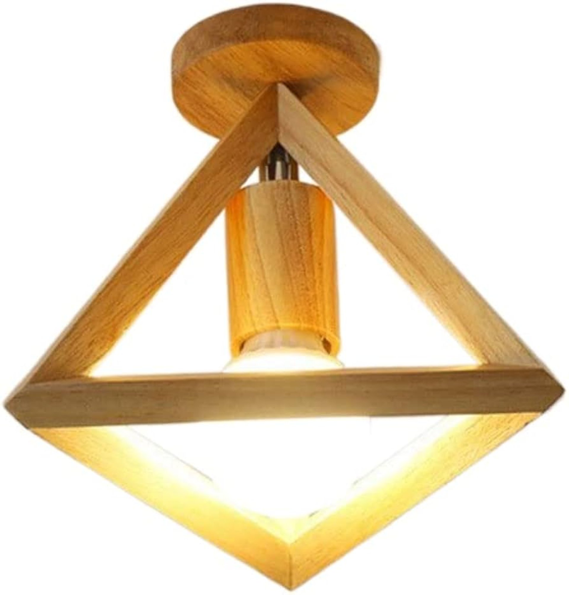 COLGANTE METALICO TRIANGULO COLOR MADERA